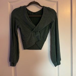 Zaful green long sleeve crop top